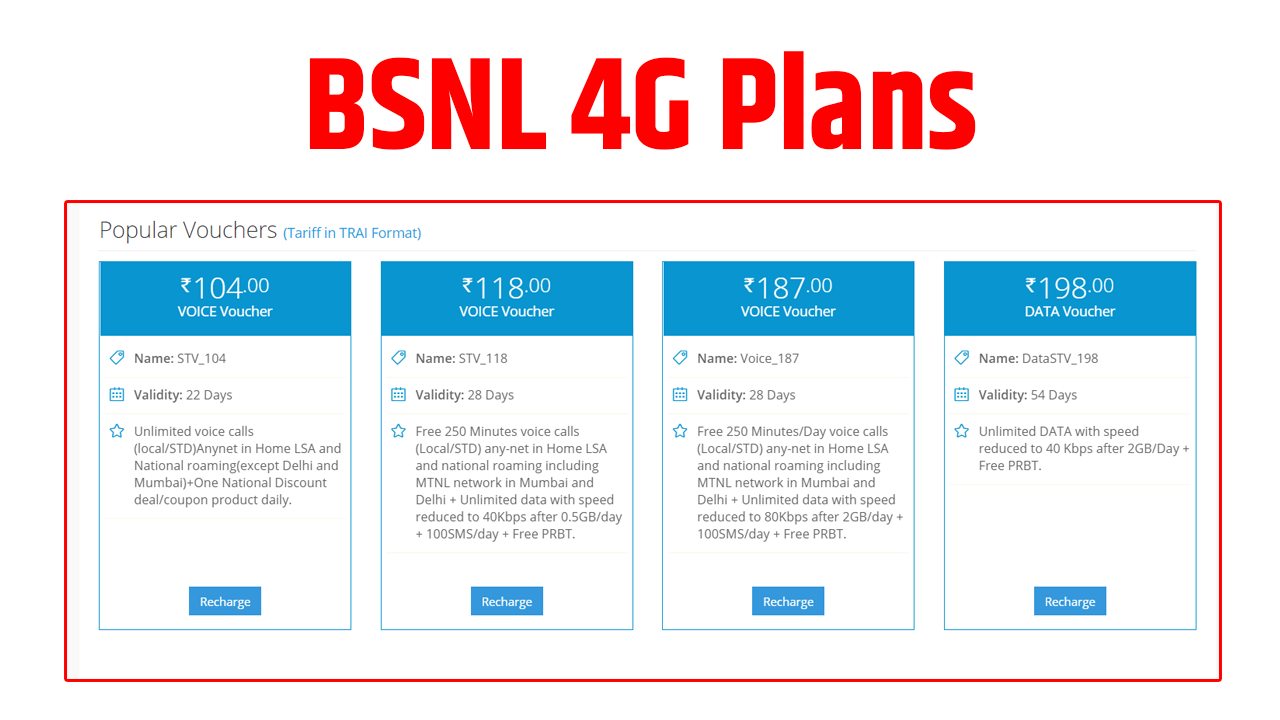 BSNL 4G, BSNL 4G Plans , BSNL 4G Data Plans, BSNL 4G Plan
