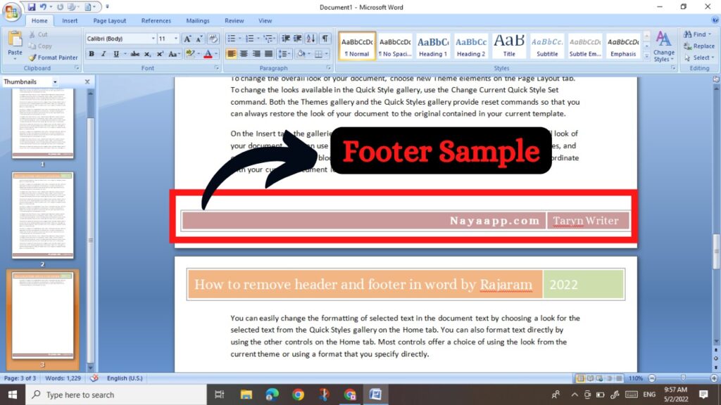 How to Remove Footer Line in Word in Hindi